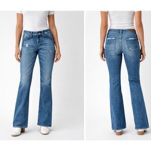 7 For All Mankind Women's Mid Blue Bootcut Jeans